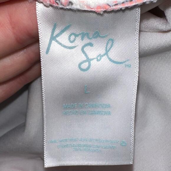 NWT Kona Sol Pink Grey Floral High Coverage One Piece Swimsuit Size Large - Picture 4 of 11